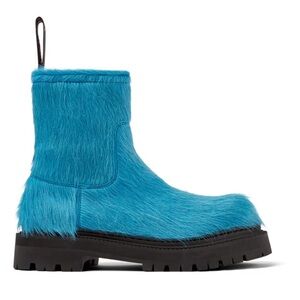 CamperLab EkiBlue Long Calf Hair Boots Lue Faux Fur Ankle Boots  Sz: 37/7
